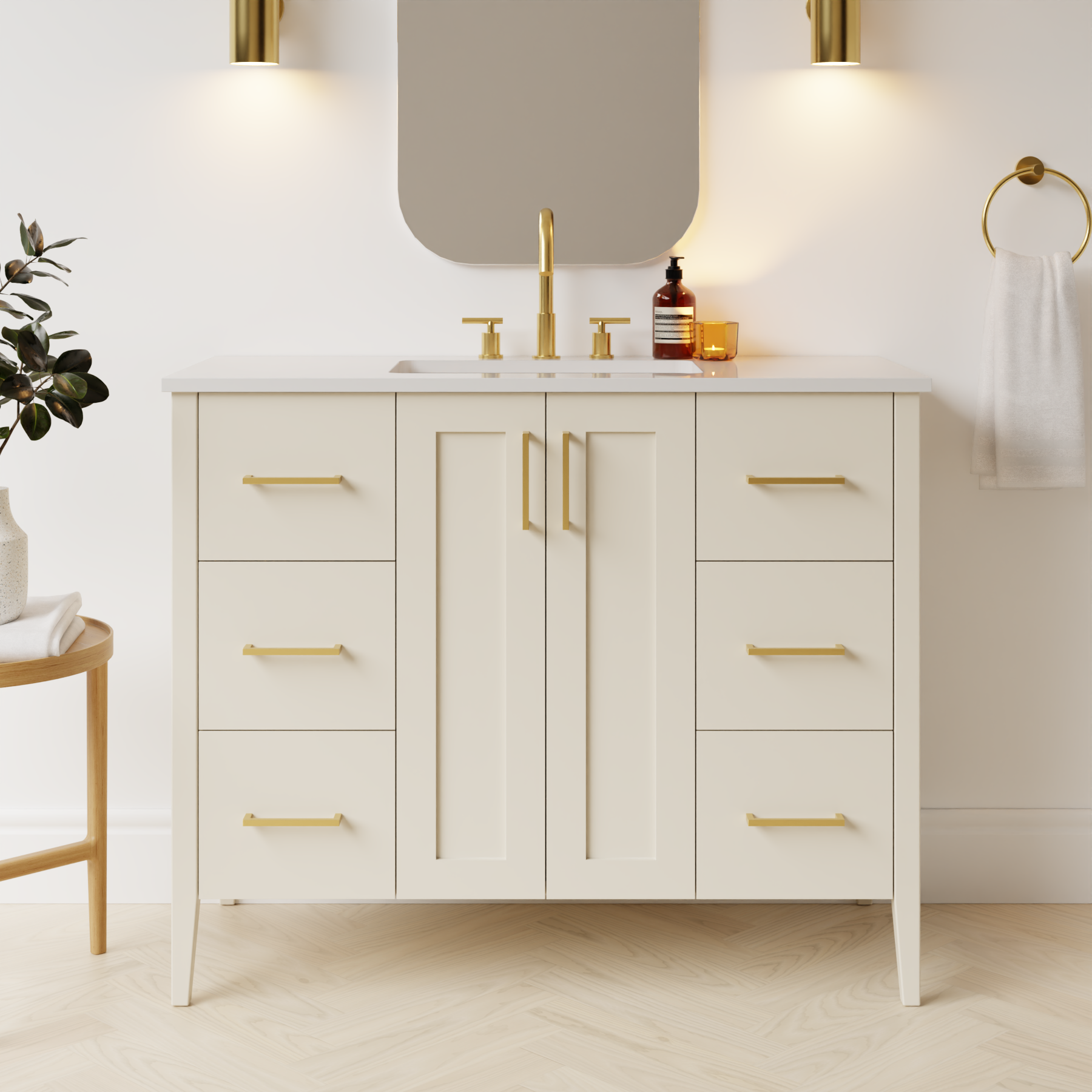 grey beige satin paint vanity