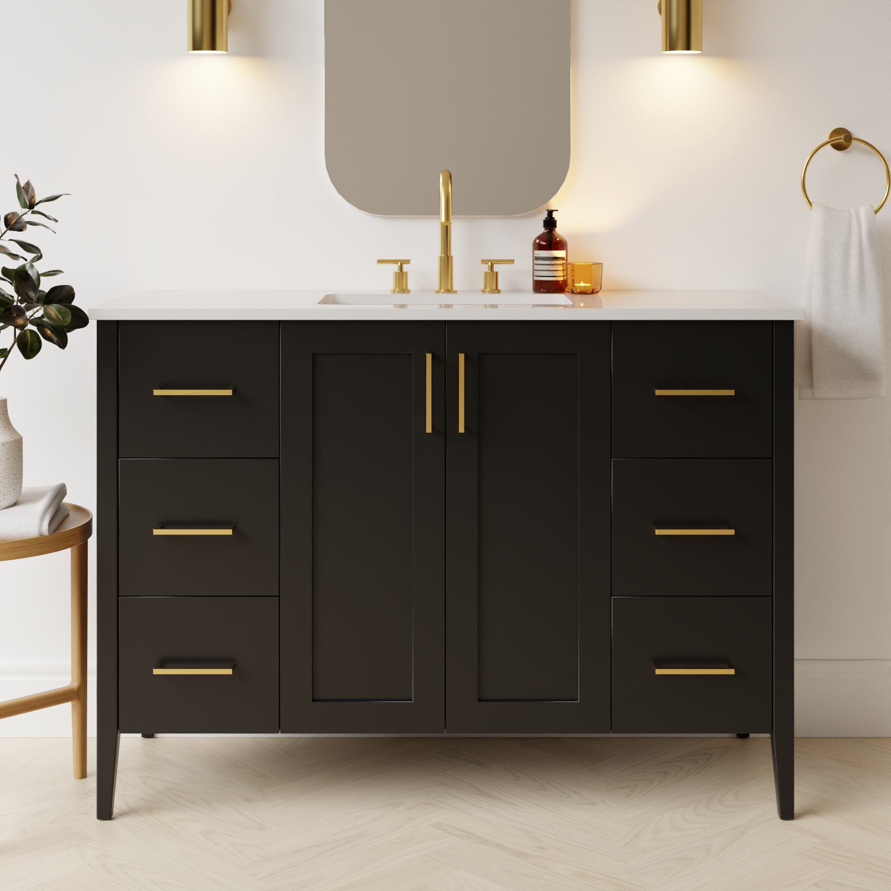 black satin paint vanity