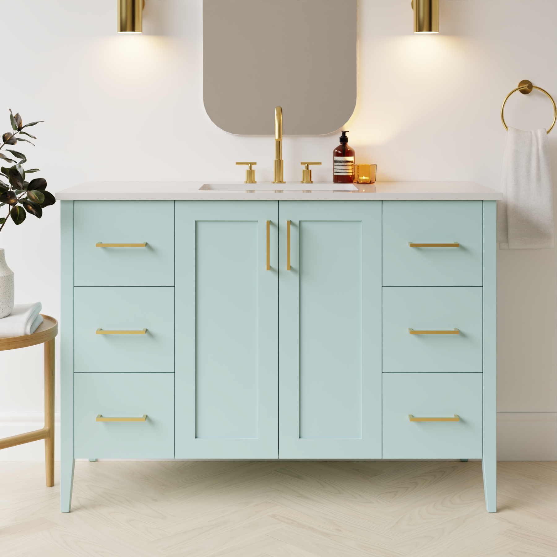 duck egg blue satin paint vanity