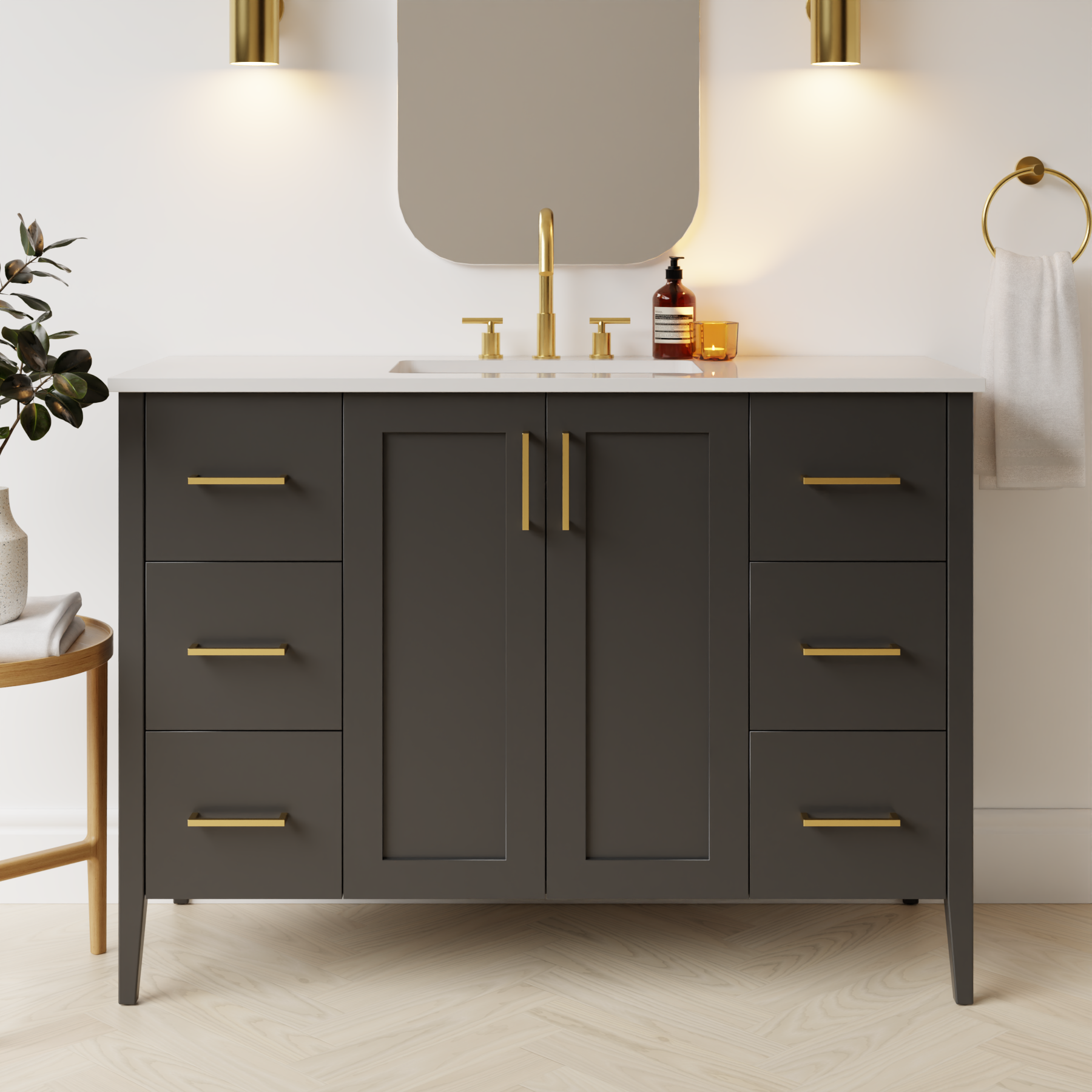 dark grey satin paint vanity