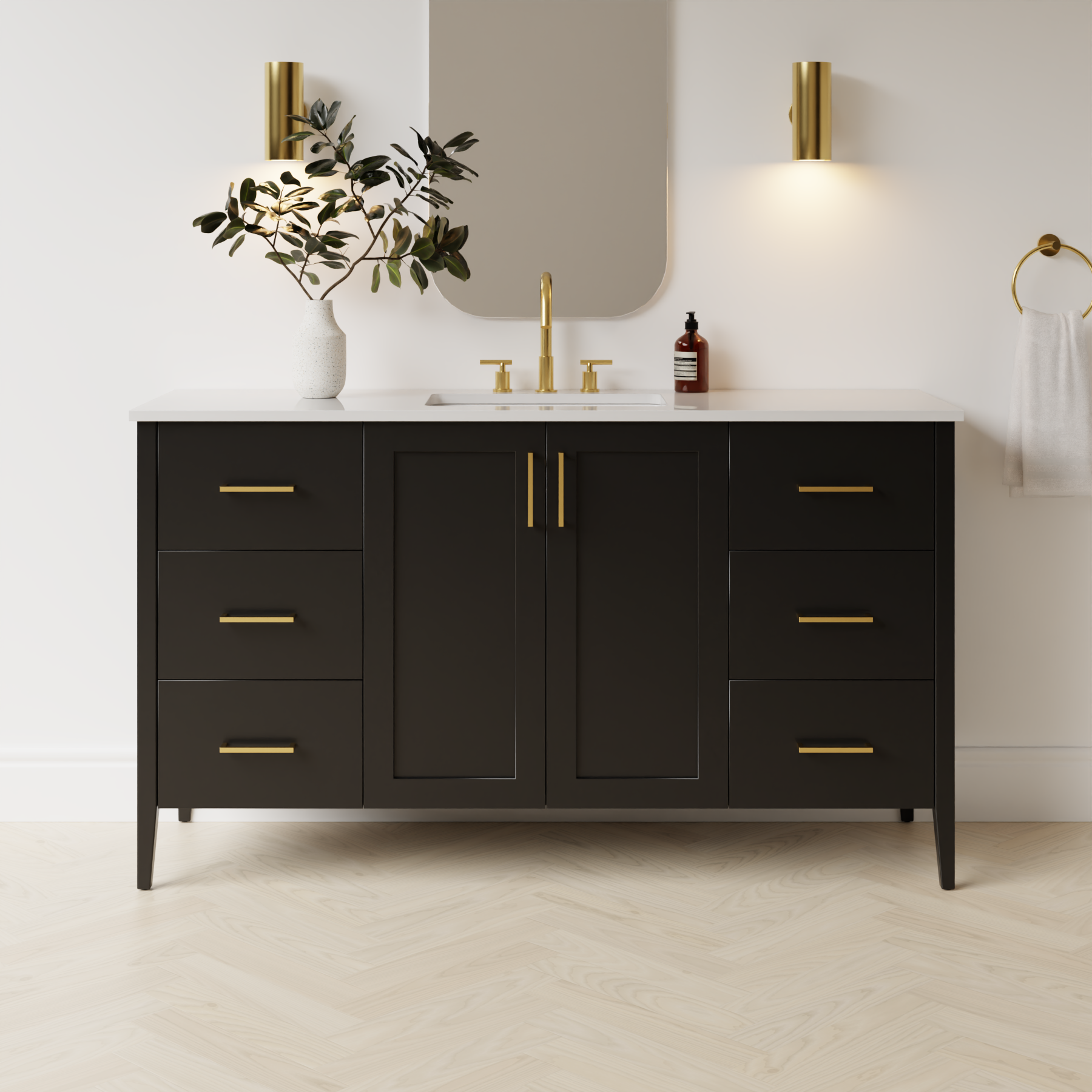 black satin paint vanity