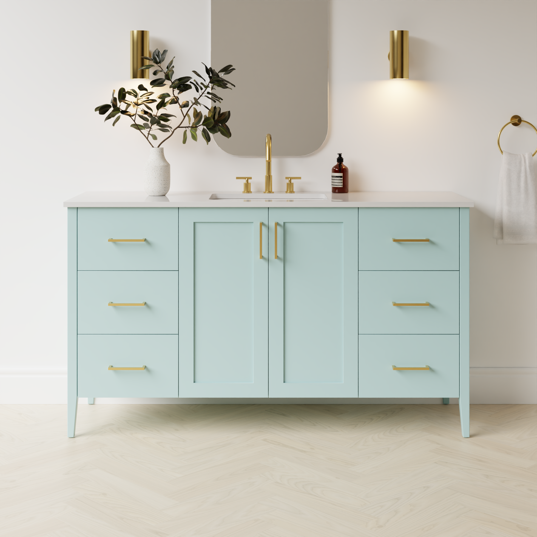 duck egg blue satin paint vanity