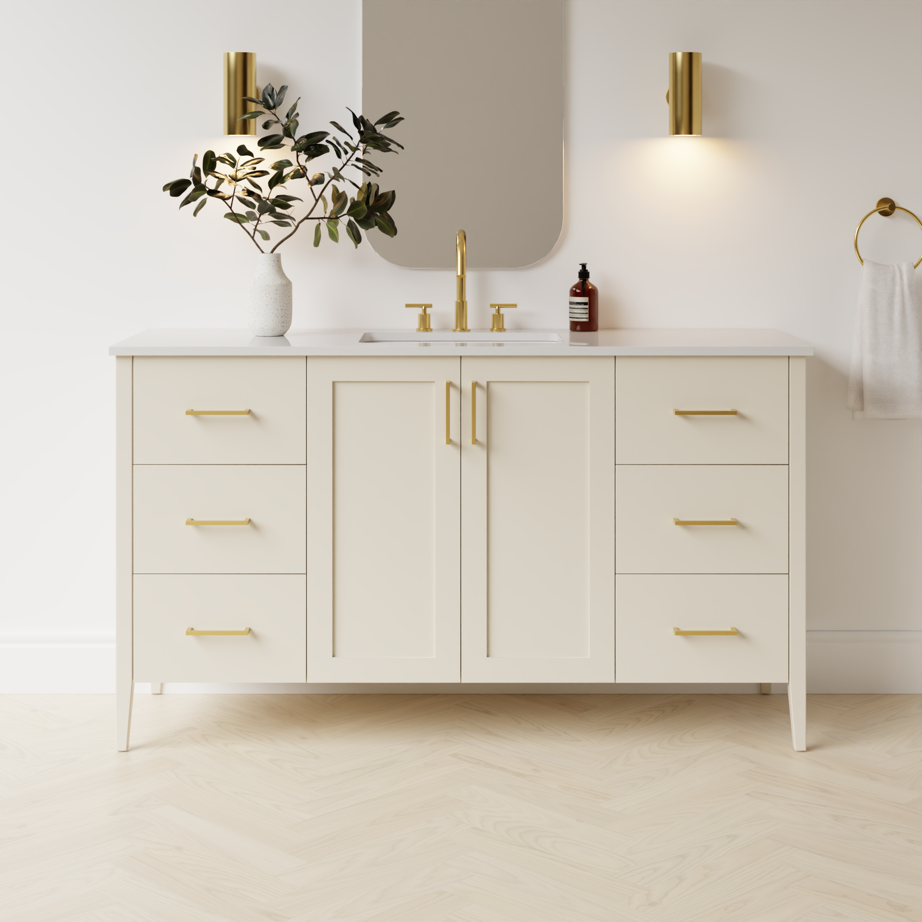 grey beige satin paint vanity