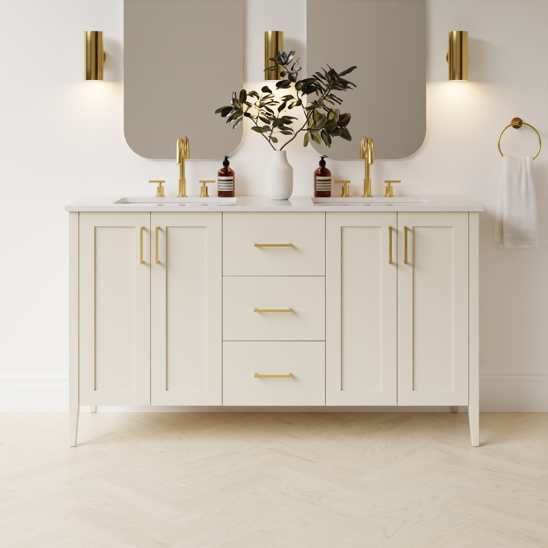 grey beige satin paint vanity