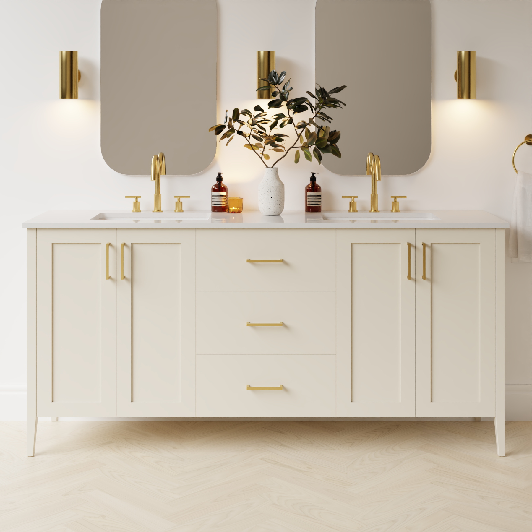 grey beige satin paint vanity