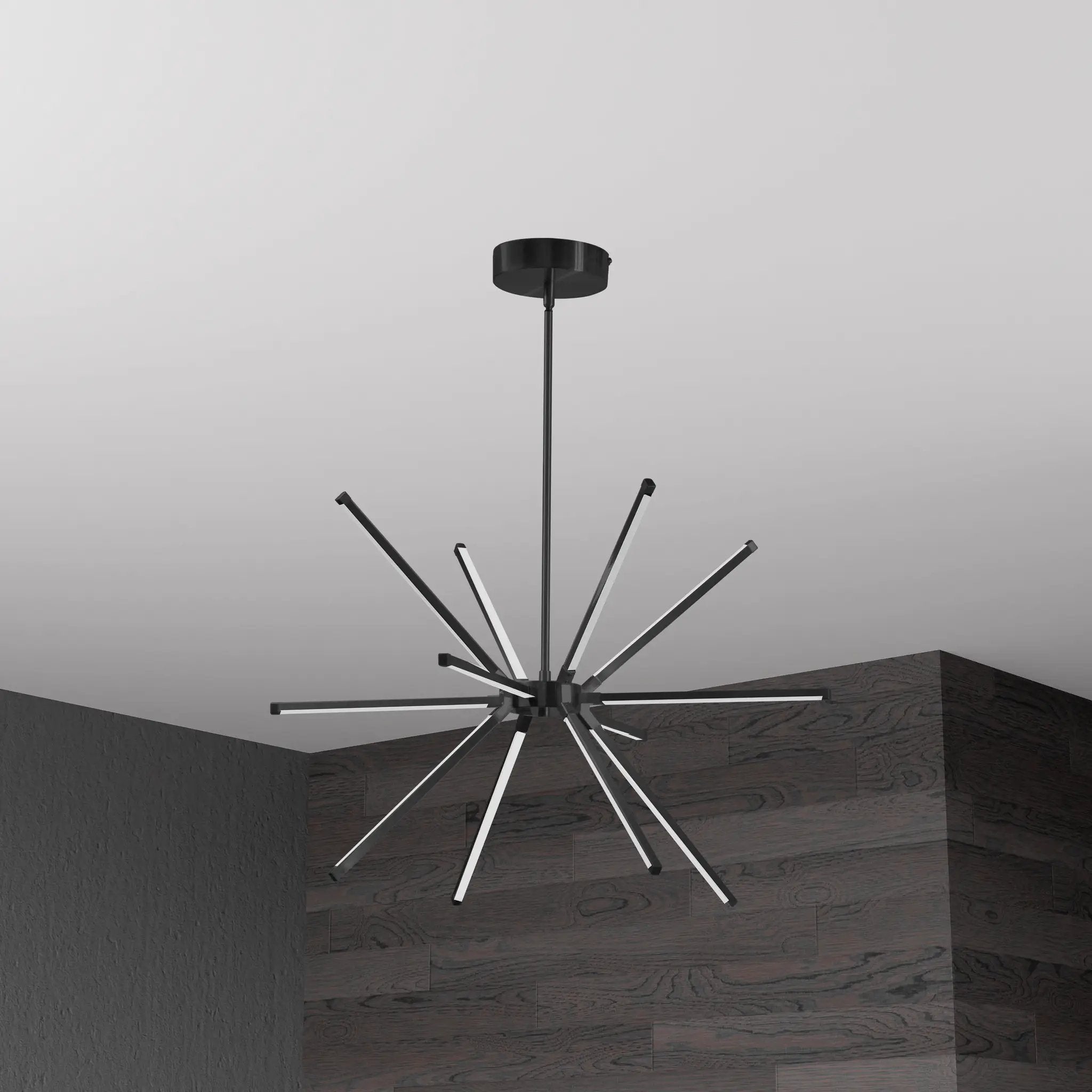 matte black with white acrylic diffuser chandeliers