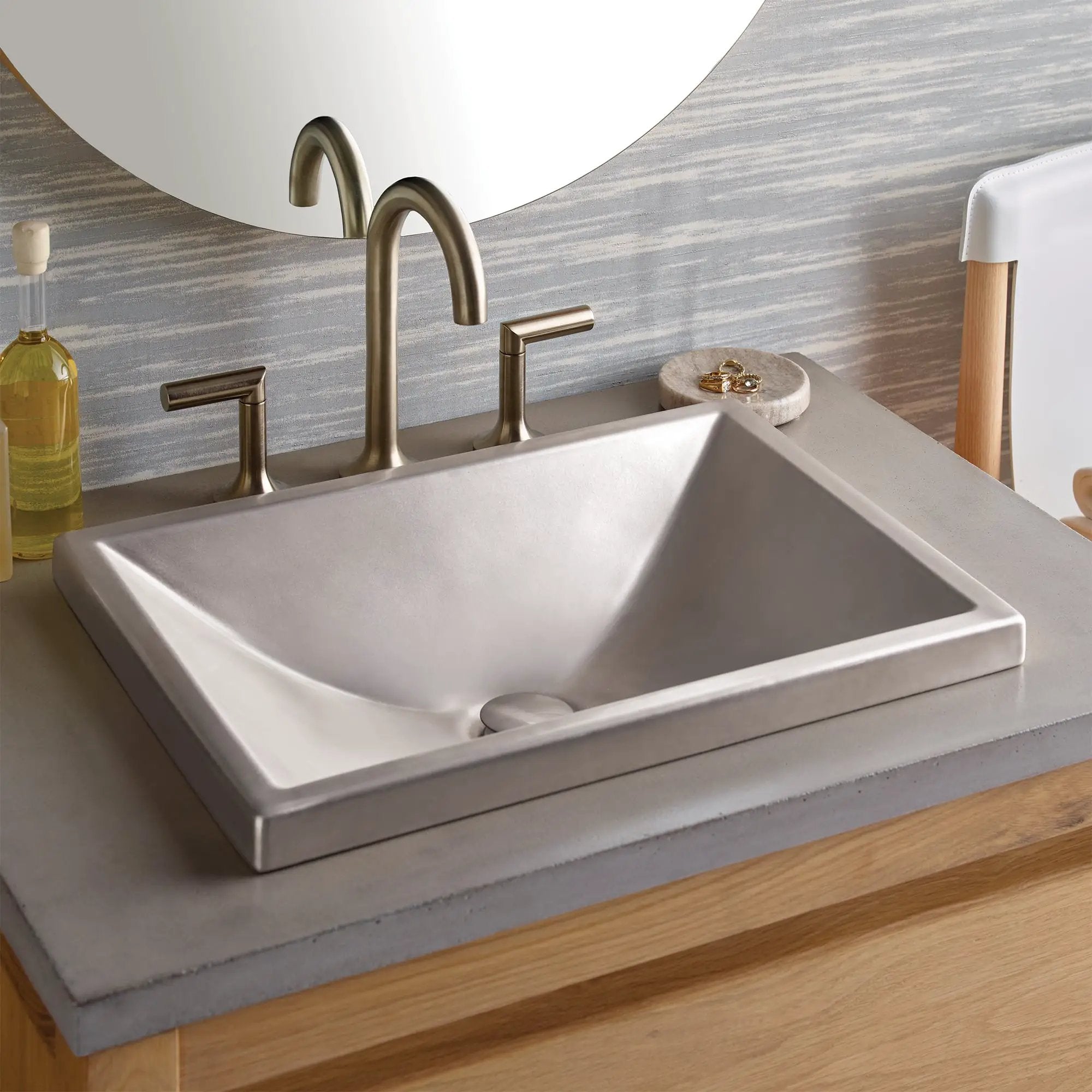 silver bathroom sink