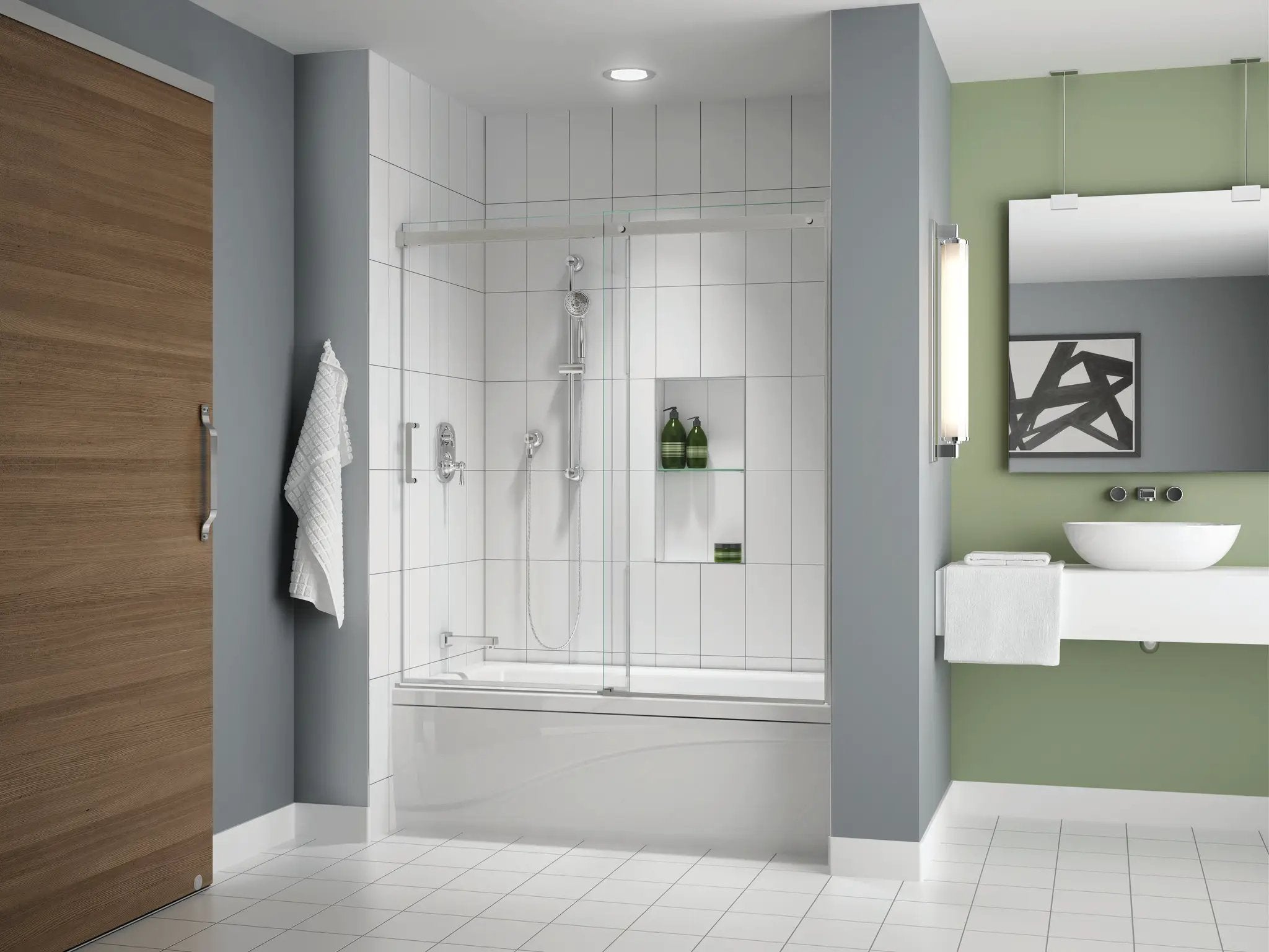 brushed nickel tub enclosure