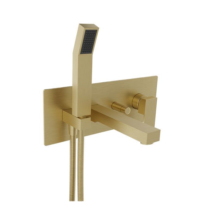 Baril Rec Wall Mounted Tub Faucet with Hand Shower