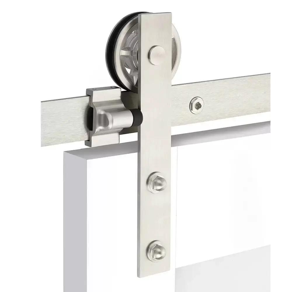 brushed stainless steel face mount track