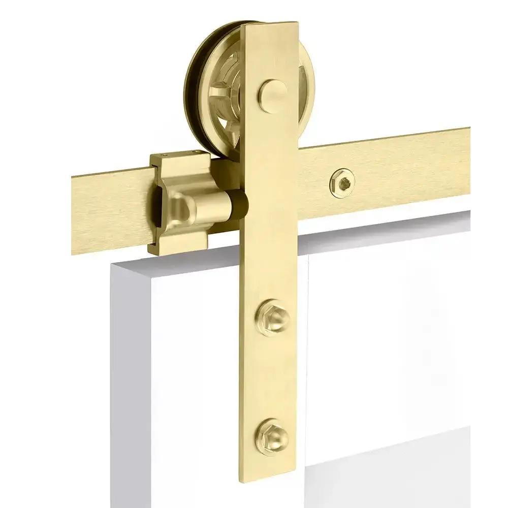 Emtek Modern Rectangular Face Mount Track with Spoked Wheel and Classic Fastener by Emtek