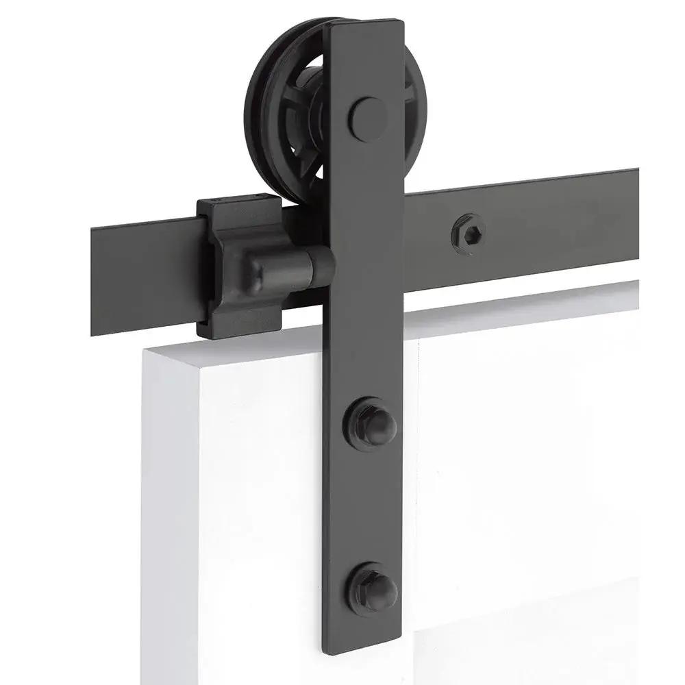 Emtek Modern Rectangular Face Mount Track with Spoked Wheel and Classic Fastener by Emtek