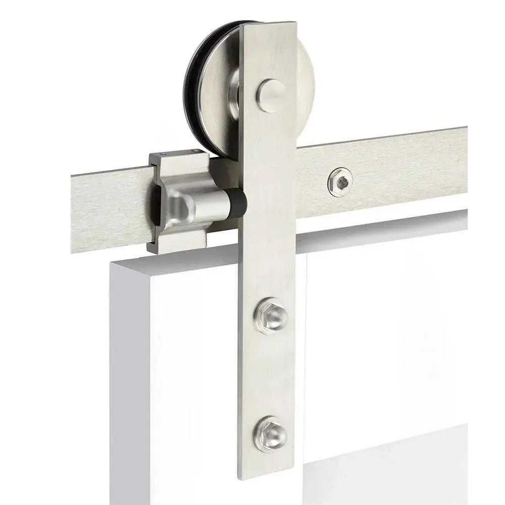 Emtek Modern Rectangular Face Mount Track with Solid Wheel and Classic Fastener by Emtek