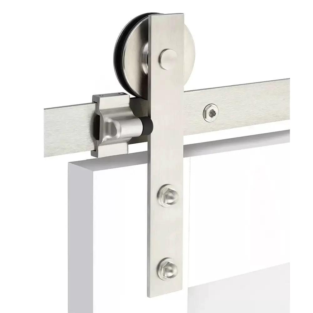 Emtek Modern Rectangular Face Mount Track with Solid Wheel and Classic Fastener by Emtek