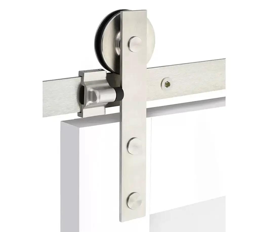 brushed stainless steel face mount track