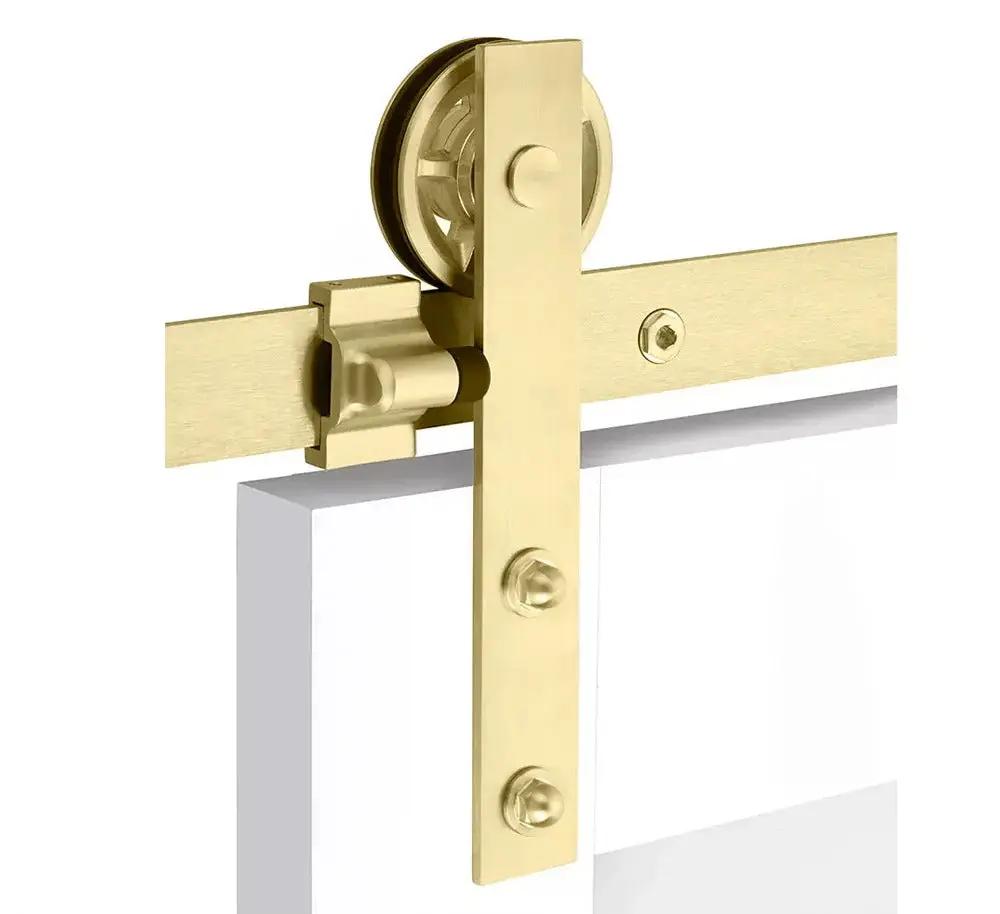 Emtek Modern Rectangular Face Mount Track with Spoked Wheel and Classic Fastener for Double Doors by Emtek