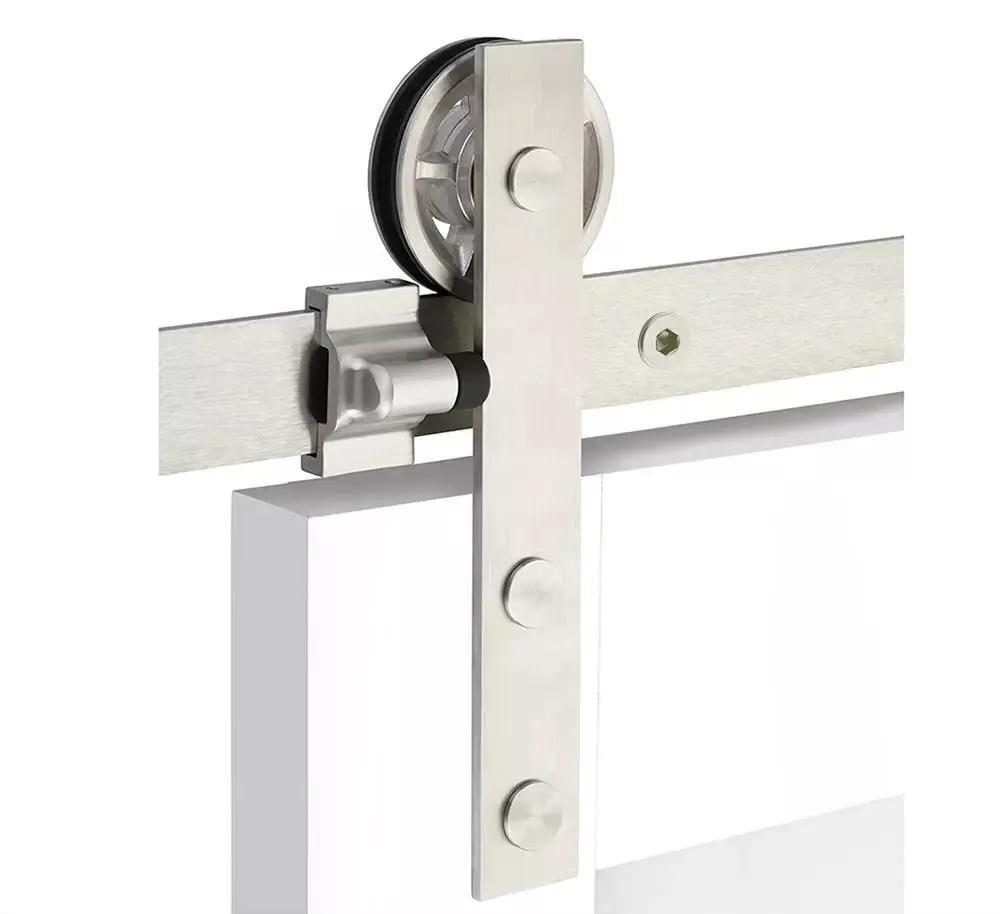 brushed stainless steel face mount track