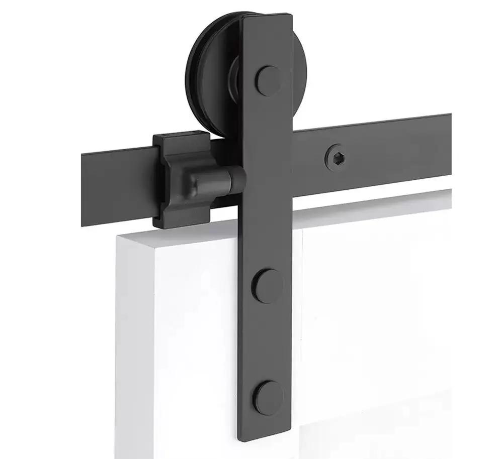 Emtek Modern Rectangular Face Mount Track with Solid Wheel and Flat Fastener for Double Doors by Emtek