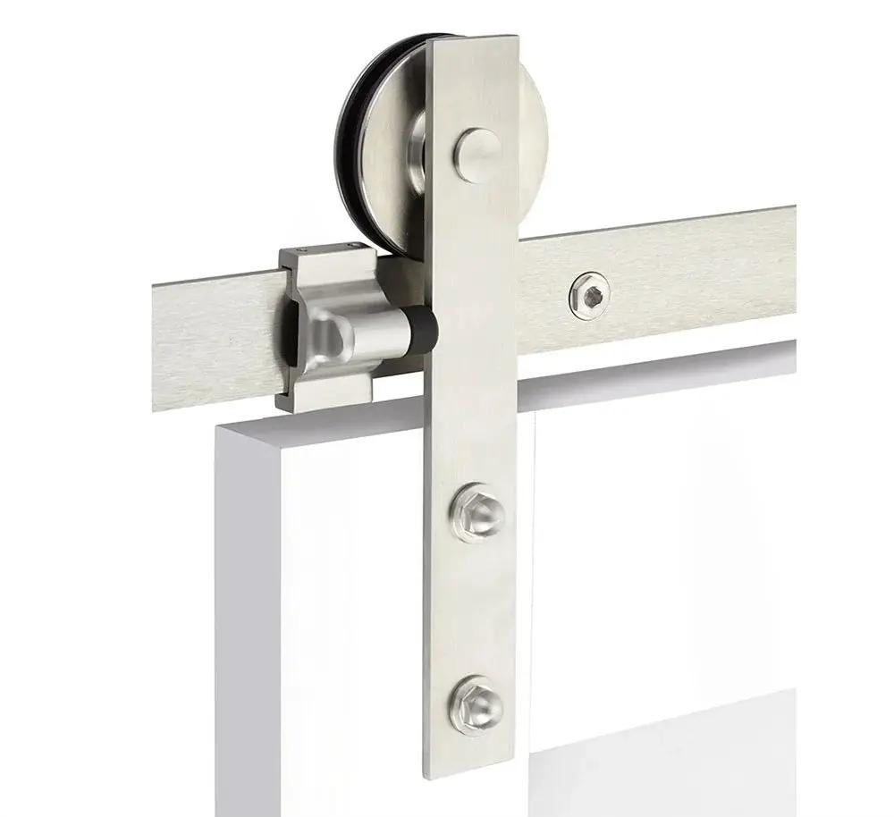 Emtek Modern Rectangular Face Mount Track with Solid Wheel and Classic Fastener for Double Doors by Emtek