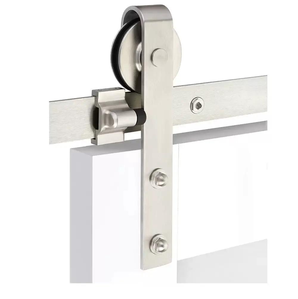 brushed stainless steel face mount track