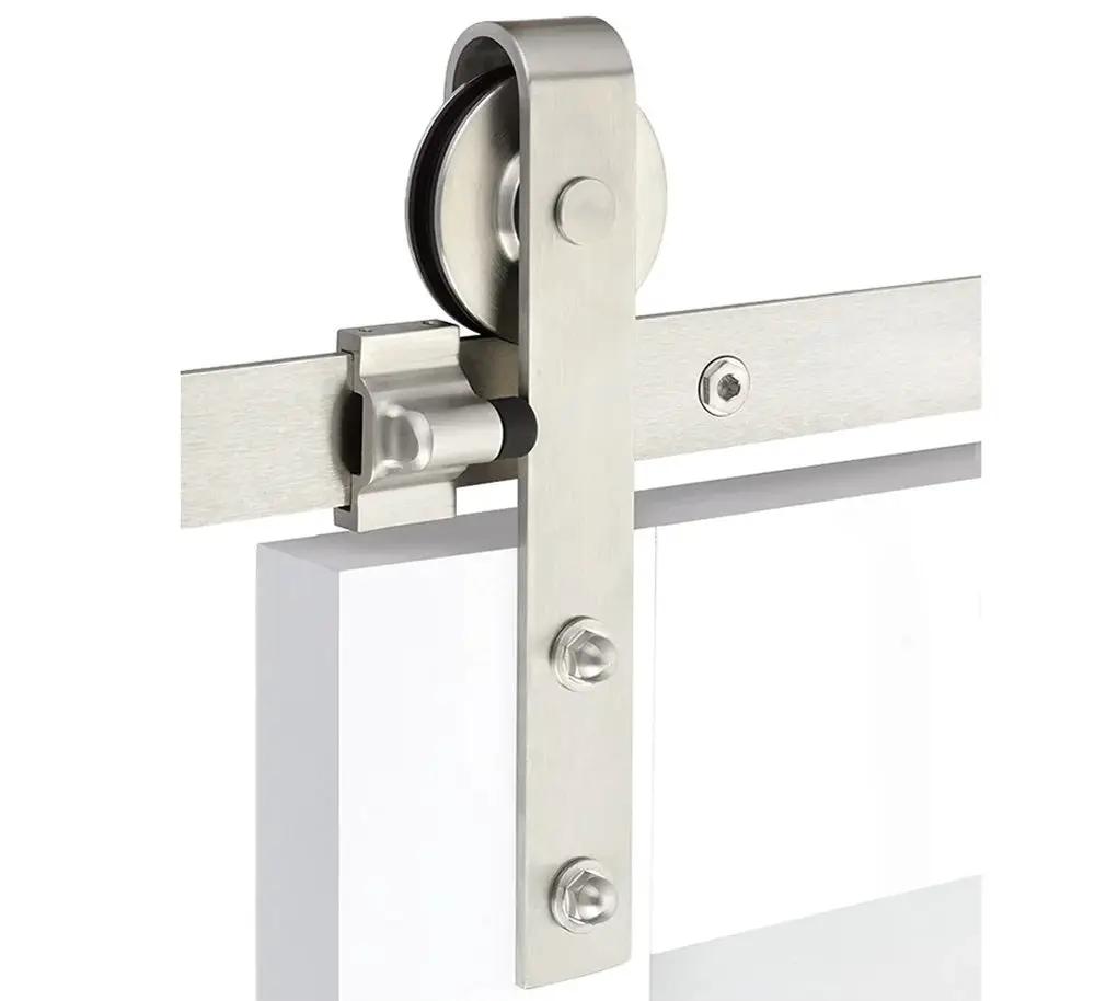 brushed stainless steel face mount track