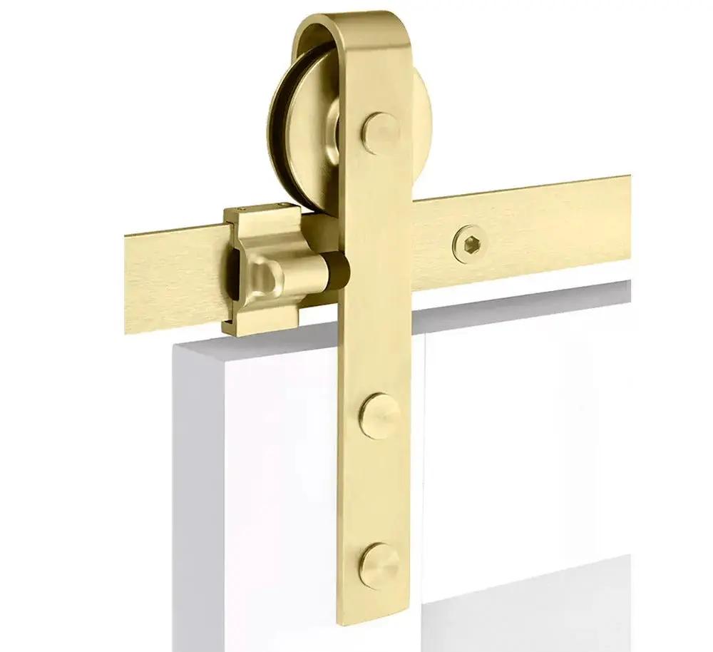Emtek Classic Face Mount Track with Solid Wheel and Flat Fastener for Double Doors by Emtek