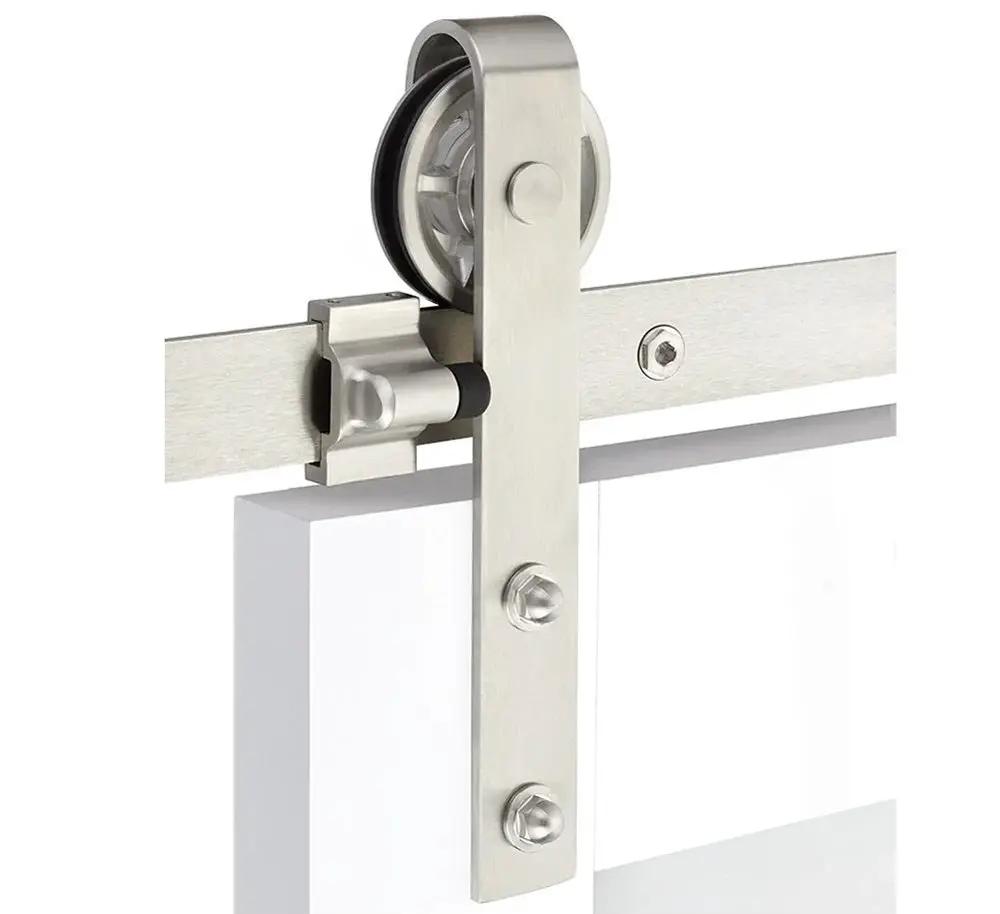 brushed stainless steel face mount track