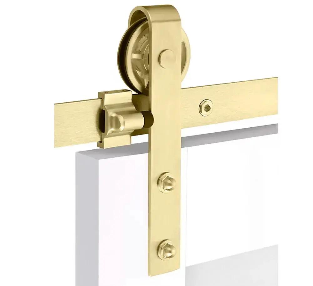 Emtek Classic Face Mount Track with Spoked Wheel and Classic Fastener for Double Doors by Emtek
