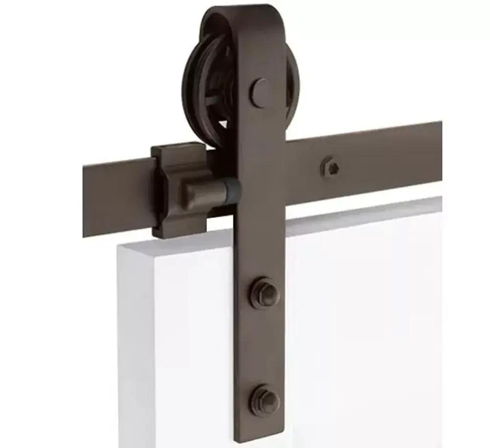 Emtek Classic Face Mount Track with Spoked Wheel and Classic Fastener for Double Doors by Emtek