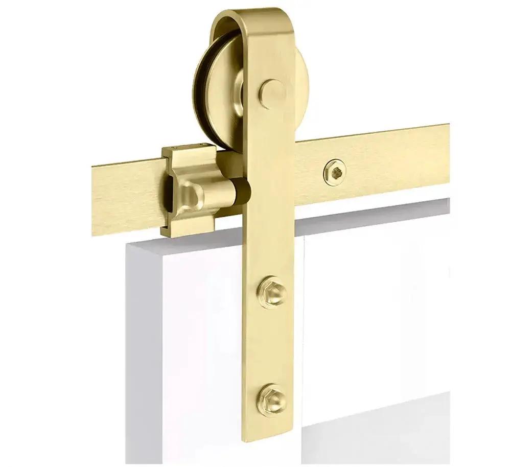 Emtek Classic Face Mount Track with Solid Wheel and Classic Fastener for Double Doors by Emtek