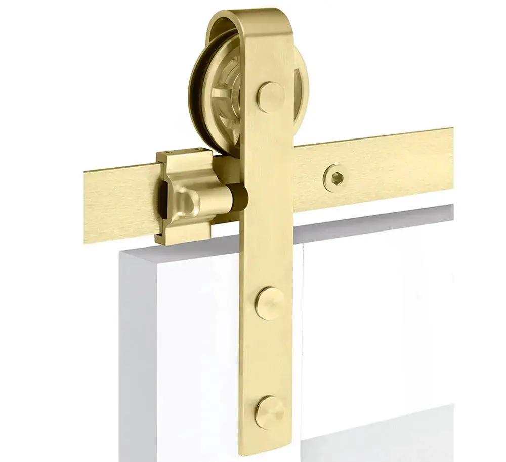 Emtek Classic Face Mount Track with Spoked Wheel and Flat Fastener for Double Doors by Emtek