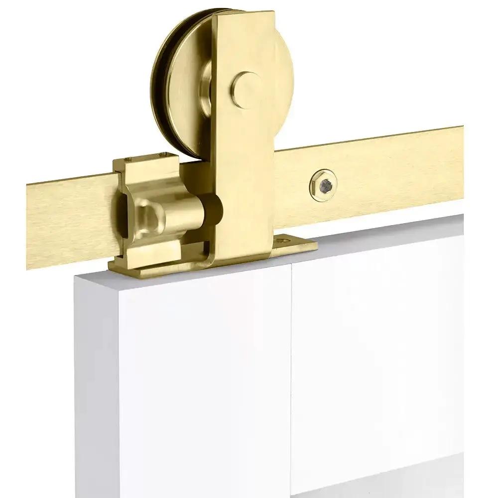 Emtek Modern Rectangular Top Mount Track with Solid Wheel and Classic Fastener by Emtek