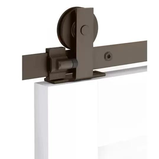 Emtek Modern Rectangular Top Mount Track with Solid Wheel and Classic Fastener by Emtek