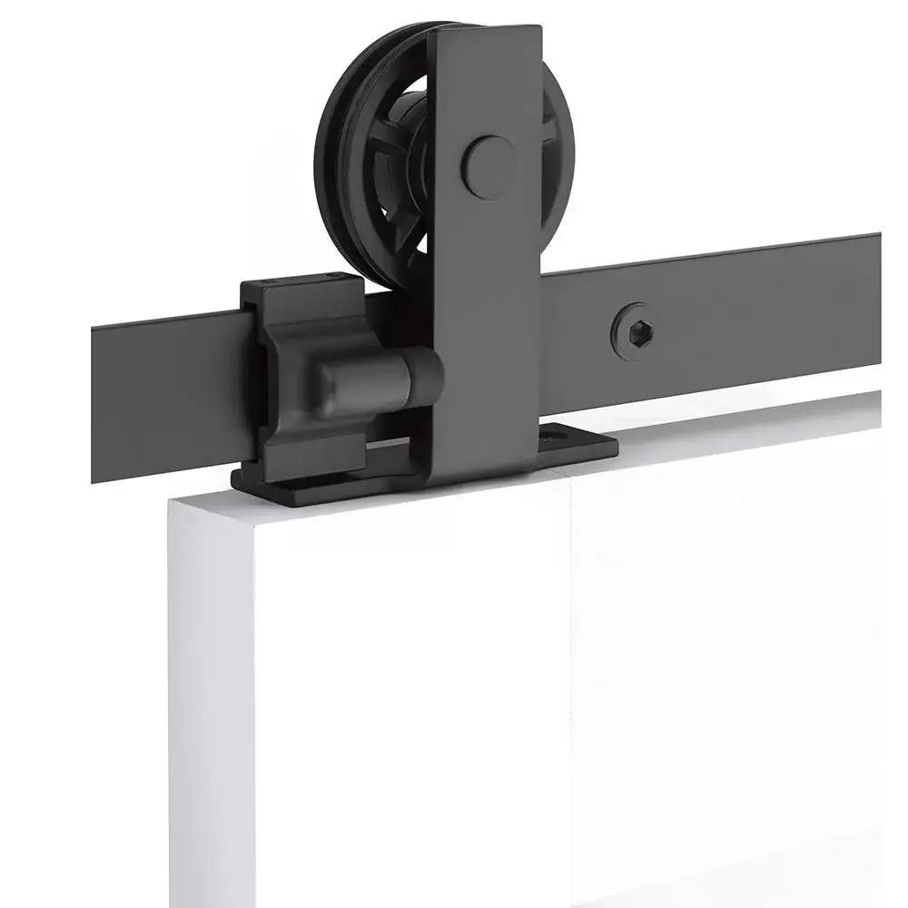 Emtek Modern Rectangular Top Mount Track with Spoked Wheel and Flat Fastener by Emtek