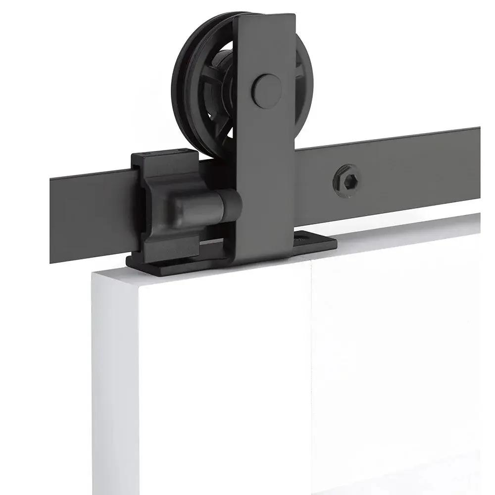 Emtek Modern Rectangular Top Mount Track with Spoked Wheel and Classic Fastener by Emtek