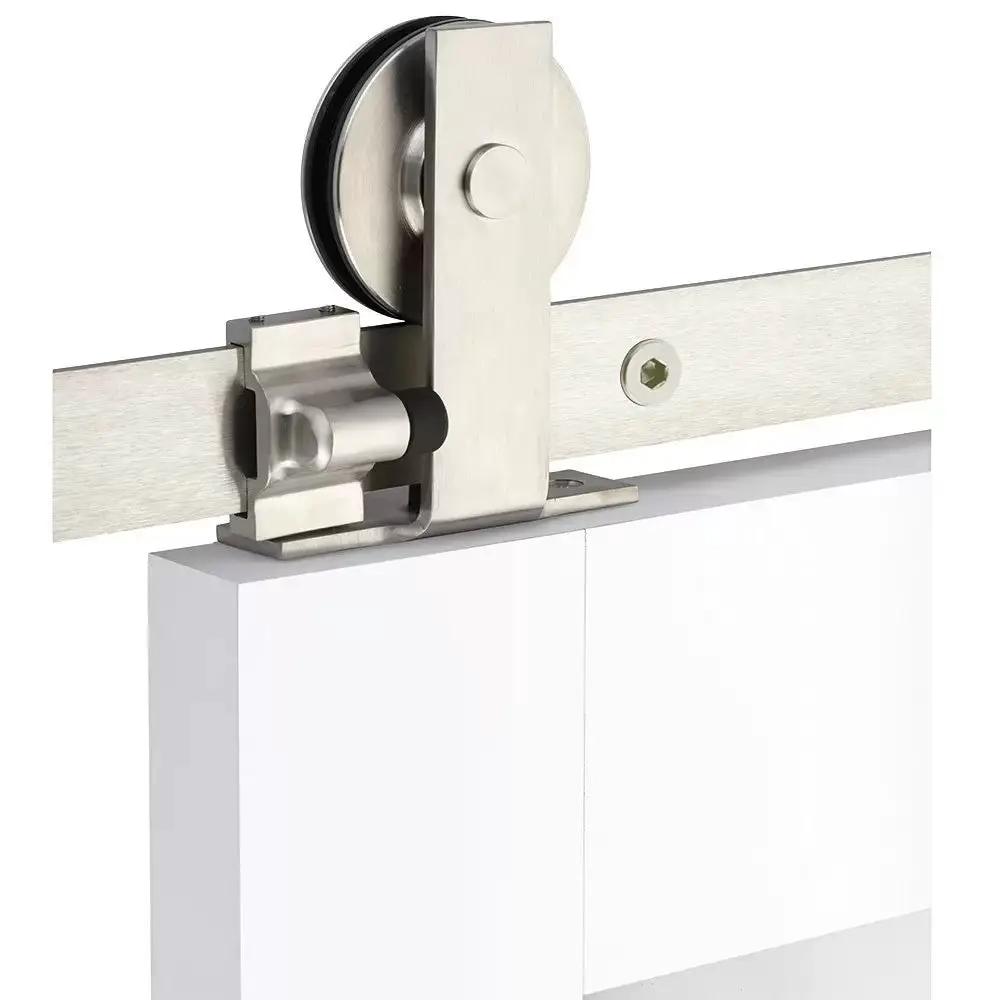 Emtek Modern Rectangular Top Mount Track with Solid Wheel and Flat Fastener by Emtek