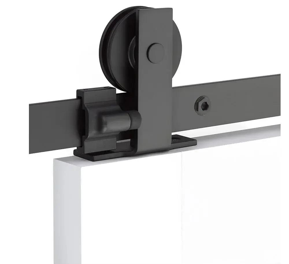 Emtek Modern Rectangular Top Mount Track with Solid Wheel and Classic Fastener for Double Doors by Emtek