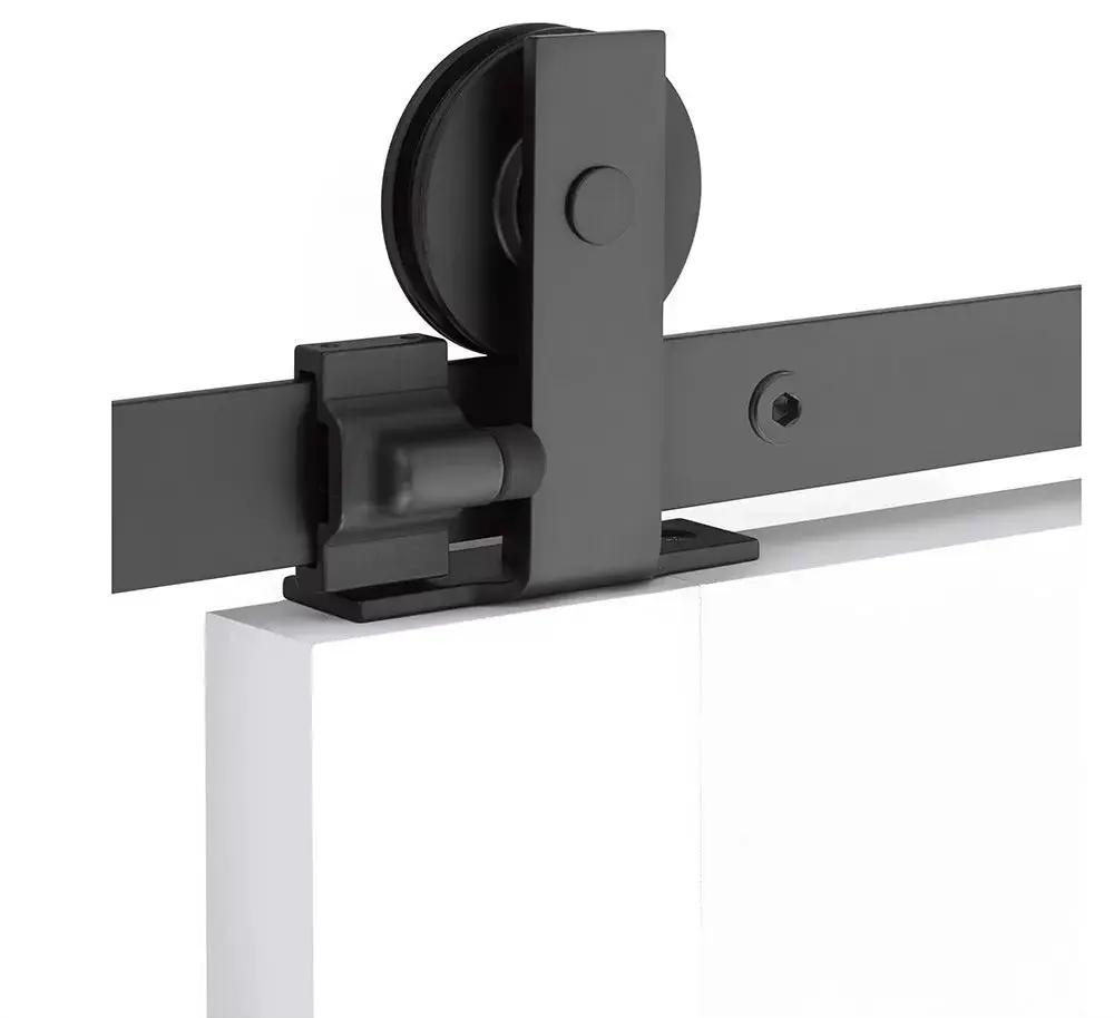 Emtek Modern Rectangular Top Mount Track with Solid Wheel and Flat Fastener for Double Doors by Emtek