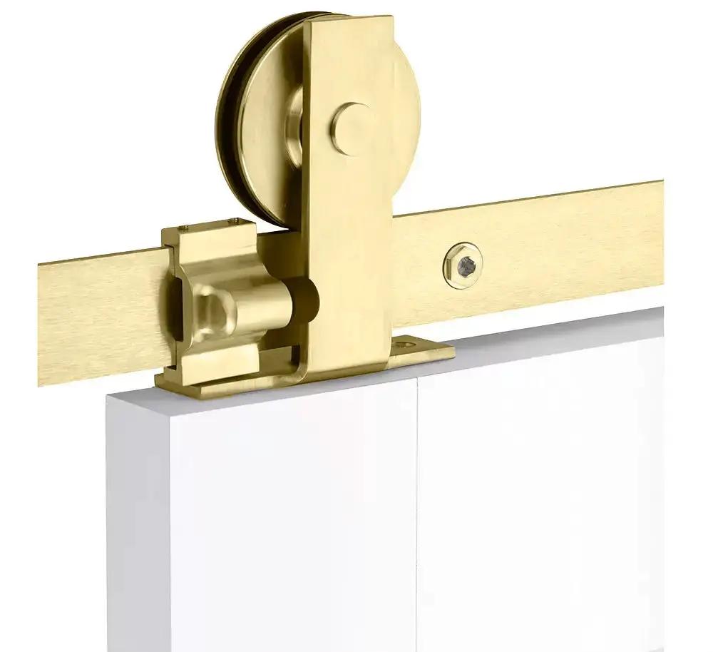 Emtek Modern Rectangular Top Mount Track with Solid Wheel and Classic Fastener for Double Doors by Emtek
