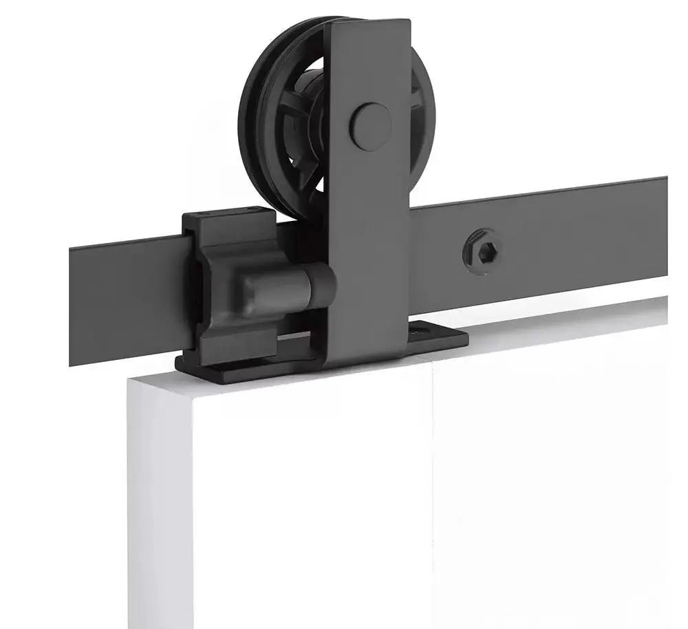 Emtek Modern Rectangular Top Mount Track with Spoked Wheel and Classic Fastener for Double Doors by Emtek