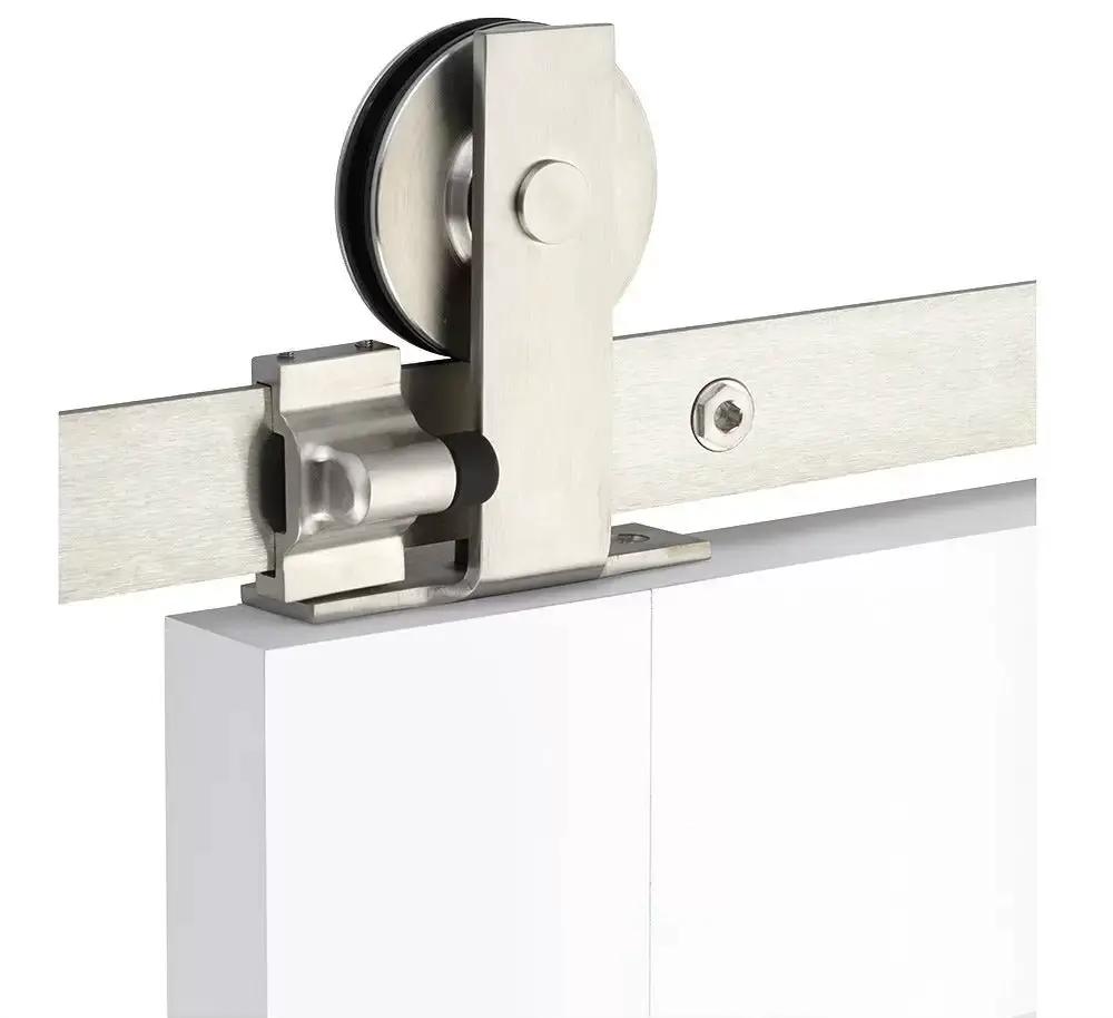 Emtek Modern Rectangular Top Mount Track with Solid Wheel and Classic Fastener for Double Doors by Emtek