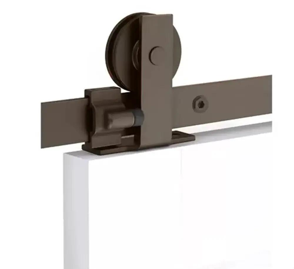 Emtek Modern Rectangular Top Mount Track with Solid Wheel and Classic Fastener for Double Doors by Emtek