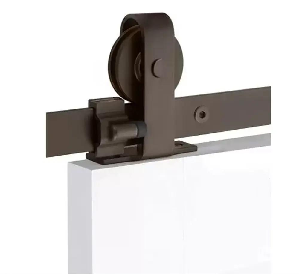 Emtek Classic Top Mount Track with Solid Wheel and Flat Fastener for Double Doors by Emtek