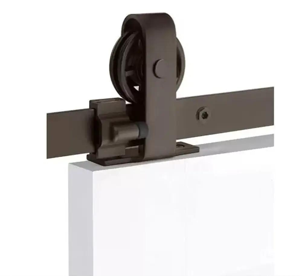 Emtek Classic Top Mount Track with Spoked Wheel and Classic Fastener for Double Doors by Emtek