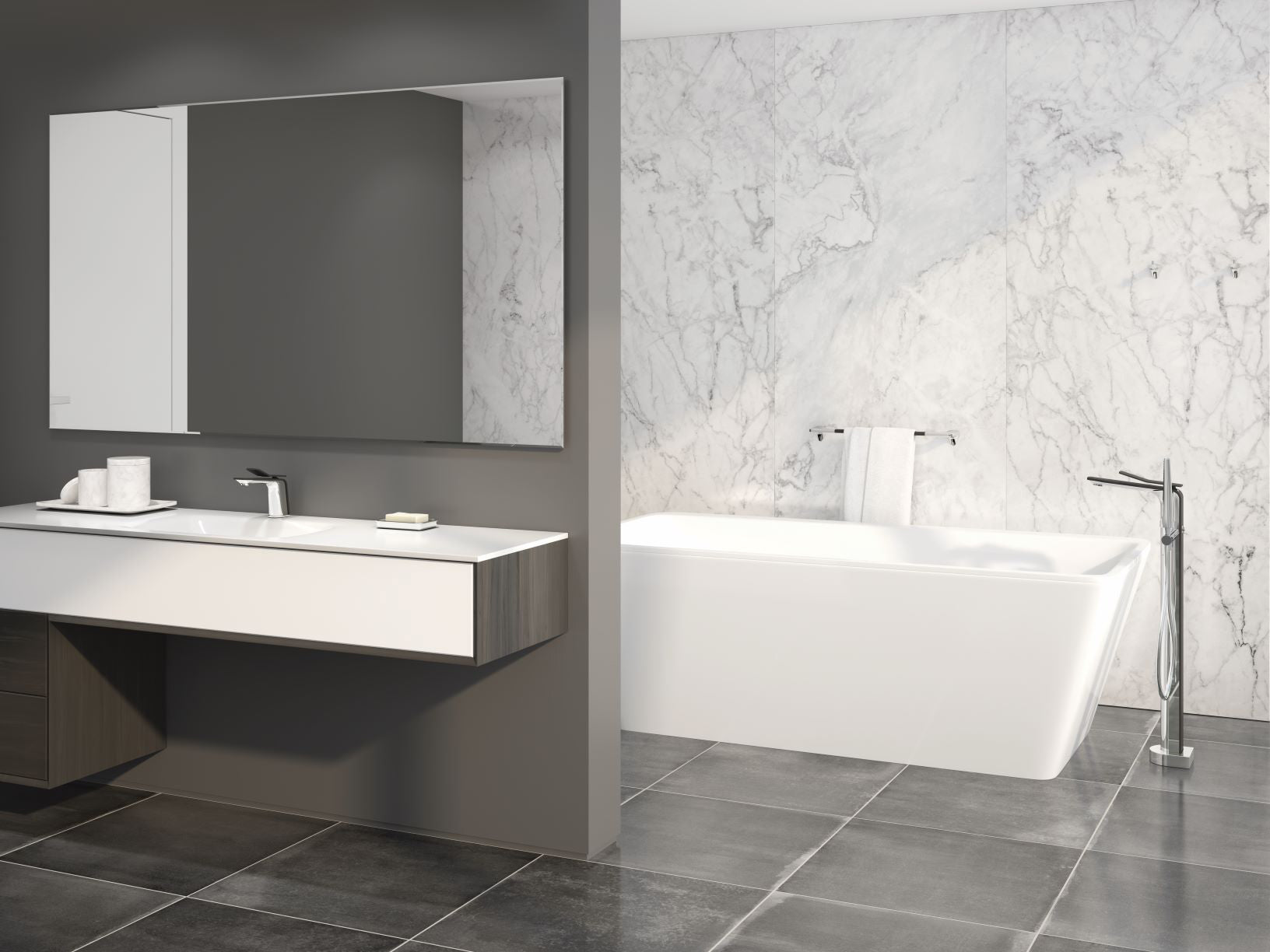 chrome/smokey tub filler