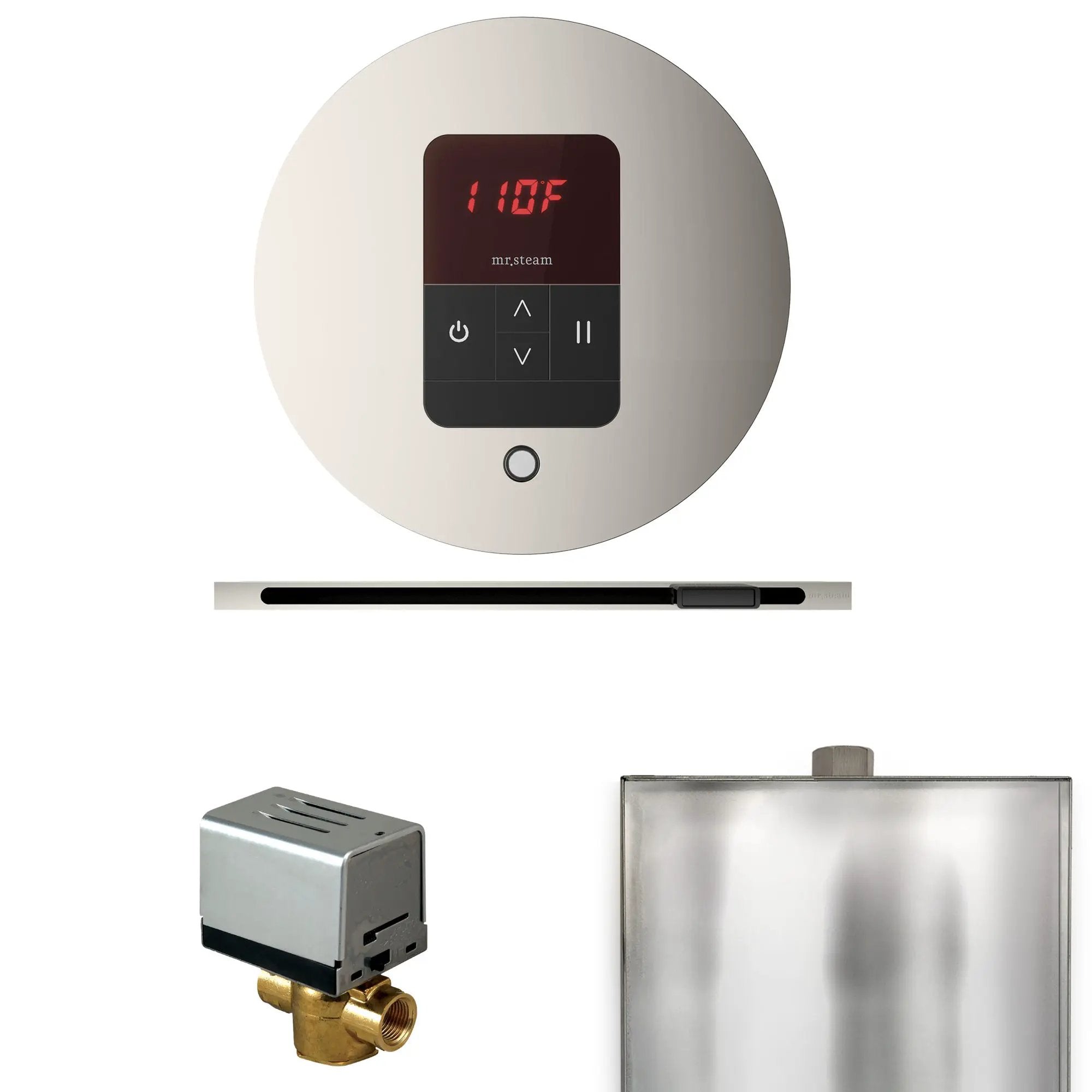 Mr Steam Basic Butler Steam Shower Control Package with Round iTempo Control and Linear Steamhead by Mr Steam