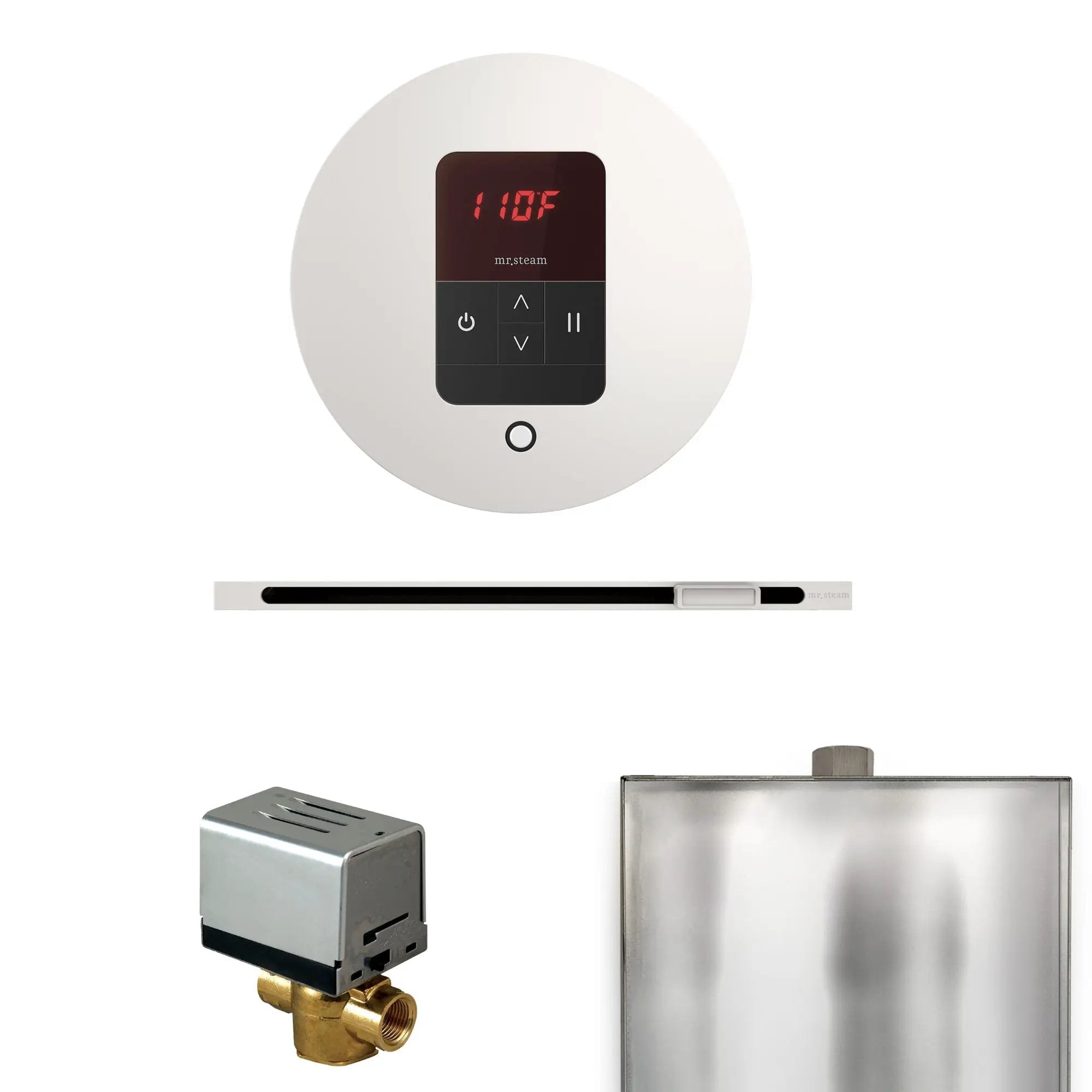Mr Steam Basic Butler Steam Shower Control Package with Round iTempo Control and Linear Steamhead by Mr Steam