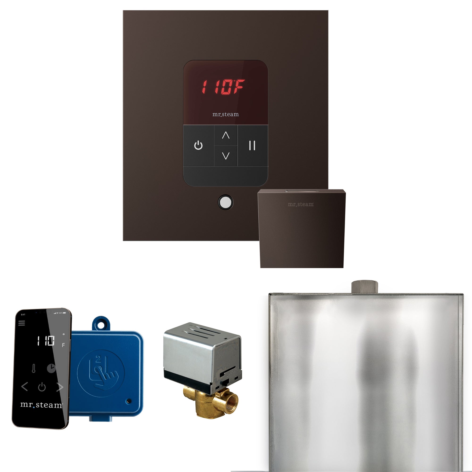 Mr Steam Basic Butler Steam Shower Control Package with Square iTempo Control and Linear Steamhead