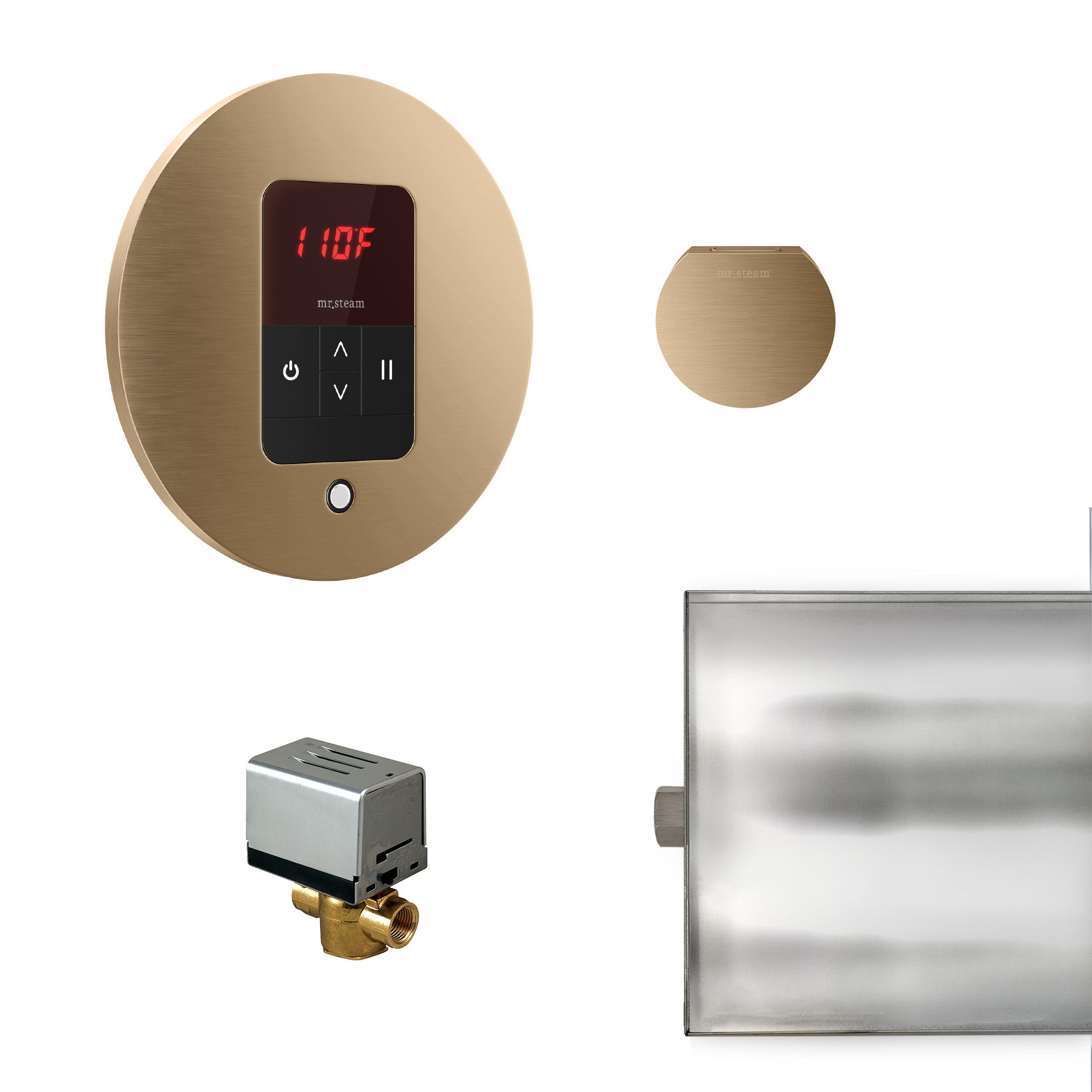Mr Steam Basic Butler Steam Shower Control Package with iTempo Control and Aroma Designer SteamHead in Round