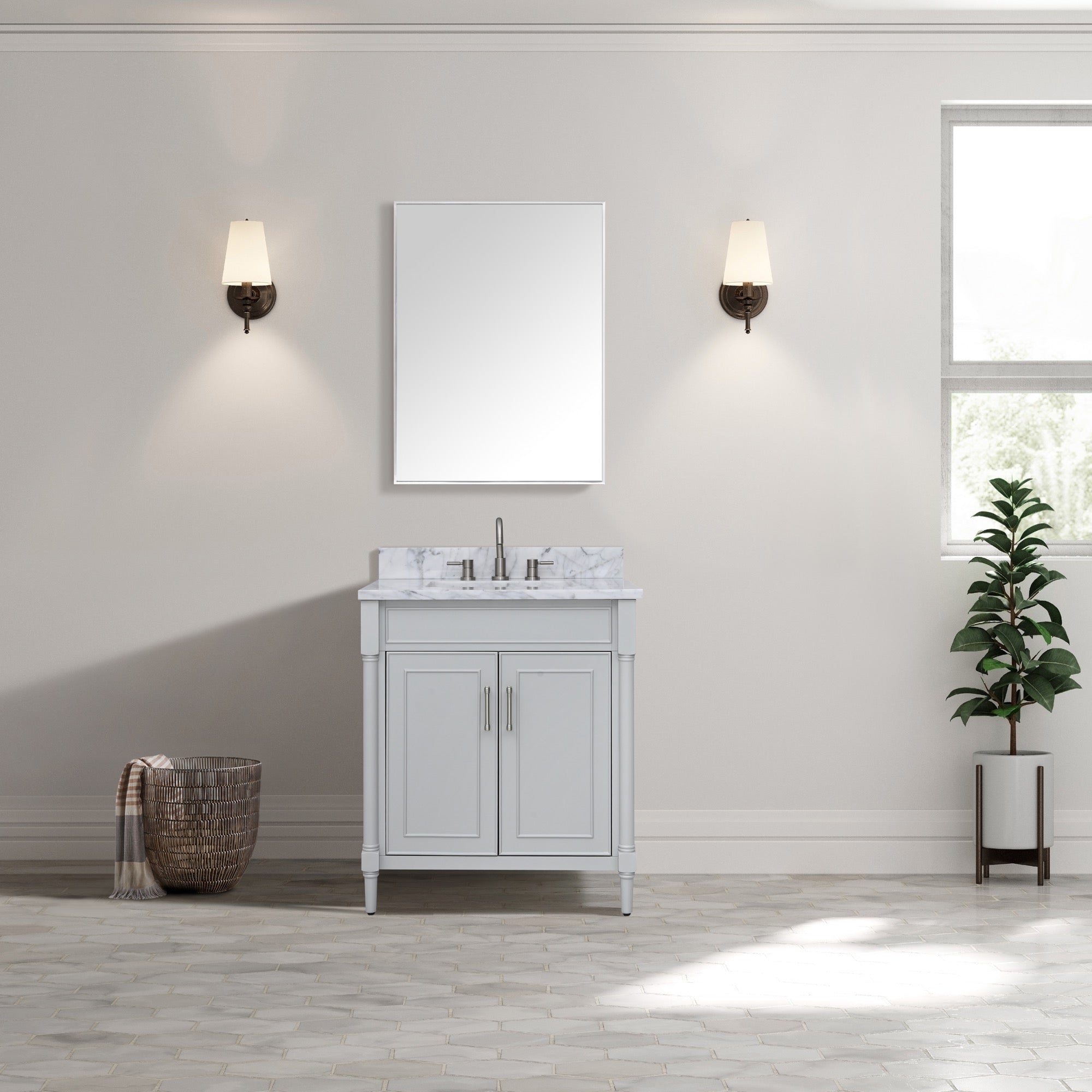 light gray vanity set